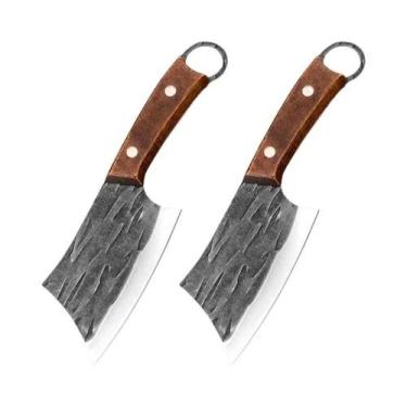 Imagem de Cutelo De Carne Artesanal Forjado Em Aço Inoxidável Com Cabo De Madeir