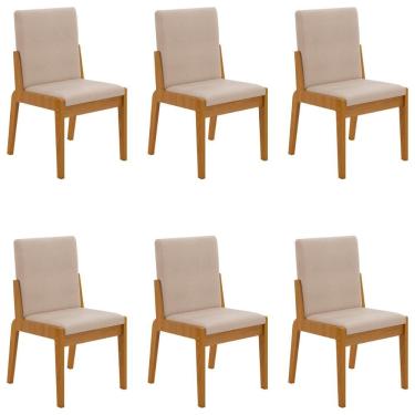 Imagem de Conjunto De 6 Cadeiras Sinfonia Com Estofado Em Linho Naturale-creme