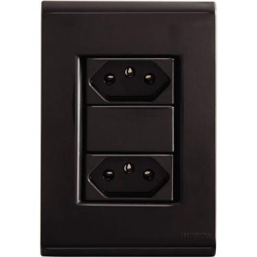 Imagem de Conjunto 4x2 Tramontina Liz Grafite 2 Tomadas 2p+t 20a~250v