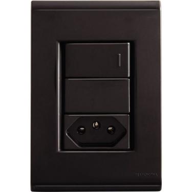 Imagem de Conjunto 4x2 Tramontina Liz Grafite 1 Interruptor Simples 10a E 1 Tomada 2p+t 10a~250v