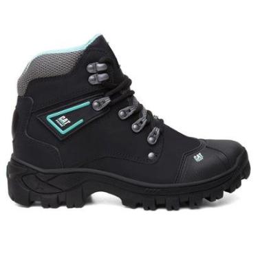 Imagem de Bota Masculina Adventure Coturno De Couro Com Ca Preto Com Verde-Masculino