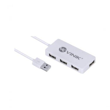 Imagem de Hub USB 2.0 HUV-20B 4 Portas, Proteção de Sobrecarga e Cabo 1,2M Branco Vinik