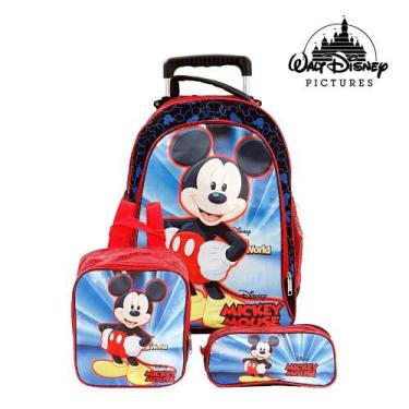 Imagem de Kit Mochila Infantil Escolar Mickey Mouse Disney De Rodinha