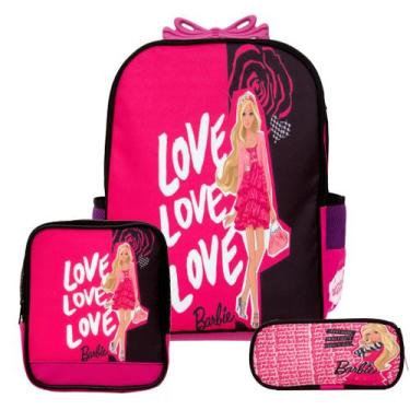 Imagem de Mochila Escolar Barbie Menina Rodinha + Lancheira + Estojo