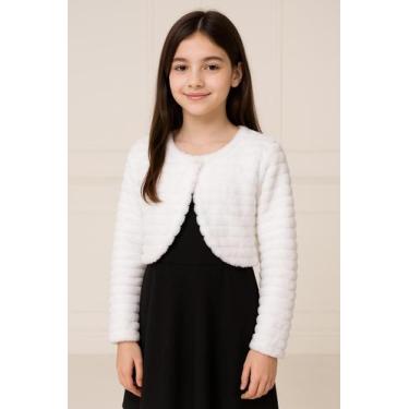 Imagem de Bolero Infantil Casaquinho Branco Festa Batizado Luxo - JL Kids, 8, Br