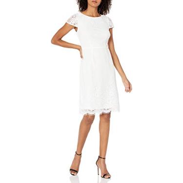 Imagem de Adrianna Papell Vestido feminino Fiona de renda evasê, Marfim, 42
