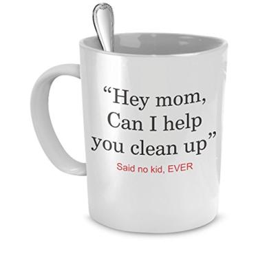 Imagem de Canecas de café Funny Mom - Can I Help You Clean Up? - Presentes divertidos para mães - Caneca divertida para mãe