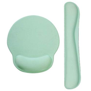 Imagem de Mouse Pad Teclado Descanso de Pulso, Gel Antiderrapante Suporte de Pulso de Borracha para Escritório em Casa, Computador Laptop Mesa Tipista Gamer, Almofada Macia e Confortável Mousepad com Espuma de Memória Ergonômica, Verde Claro