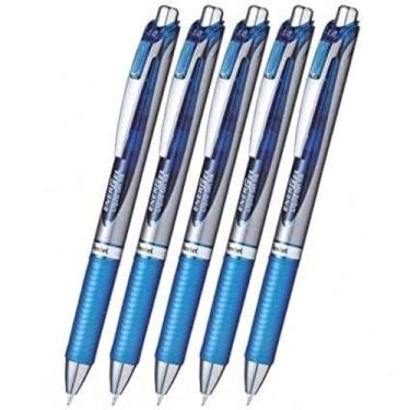 Imagem de Pentel EnerGel Deluxe RTX caneta de gel líquido retrátil, 1,0 mm, linha de mídio, ponta de metal, tinta azul - conjunto de 5