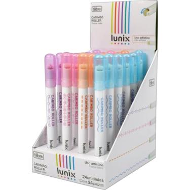 Imagem de Tilibra - Carimbo Roller Lunix, cores sortidas, Display com 24 unidades