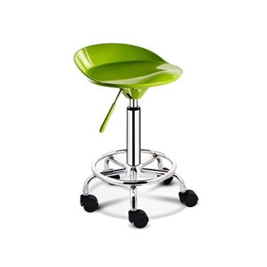 Imagem de Banqueta sobre rodas Cadeira giratória redonda com altura ajustável Banqueta giratória compacta Banqueta giratória 360 ° para salão de beleza com rodas (cor: preto) ShaoSu (verde) ziyu