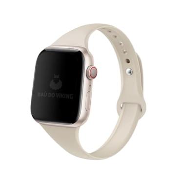 Imagem de Pulseira Silicone Sport Fina Esportiva Slim, compatível com Apple Watch (42mm/44mm/45mm, Estelar)
