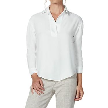 Imagem de Camisa Feminina Dudalina ML Decote V Branco Off White - 530110-Masculino