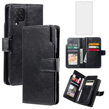 Imagem de Asuwish Capa de telefone para Samsung Galaxy A22 4G 16.3 cm capa carteira com protetor de tela de vidro temperado flip porta-cartão de crédito suporte bolsa fólio TPU celular M32 M22 F22 A 22 22A G4