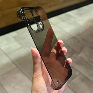 Imagem de Capa transparente ultrafina sem moldura para iPhone 14 13 12 Mini 11 Pro Max X XR XS 7 8 Plus Capa fina de plástico rígido, cinza, para iPhone 14 Plus