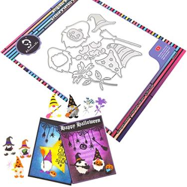 Imagem de Alinacutle Gnomos cortados de metal, moldes de corte, modelo de cartão feito à mão DIY, artesanato em papel, perfurador de arte, estênceis de gnomos para aniversário/Halloween/Natal