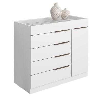 Imagem de Cômoda 5 Gavetas 1 Porta C- Porta Joias Oliveira Branco