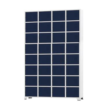 Imagem de Armário Roupeiro De Aço Para Vestiário 32 Portas Locker Azul Marinho com Chave