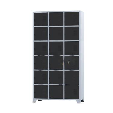 Imagem de Armário Roupeiro De Aço 18 Portas Para Vestiário Academia Locker Preto com Chave