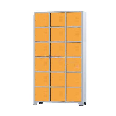 Imagem de Armário Roupeiro De Aço 18 Portas Para Vestiário Academia Locker Laranja com Chave