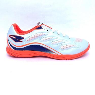 Imagem de Chuteira De Futsal Indoor Dray Branco laranja e Azul - 40826-Unissex
