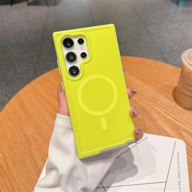 Imagem de Capa para Samsung Galaxy S24 Plus Ultra Proteção Carregamento sem fio Candy Color Frosted Bumper Cover, YG Verde, para S24Ultra