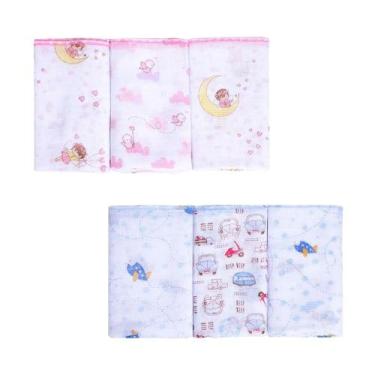 Imagem de Kit 3 Babete Pano de Boca Papizinha Estampada Menina Menino, Menina