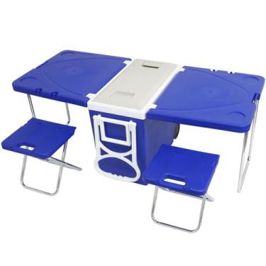 Imagem de Caixa Térmica 3 Em 1 Mesa e Cadeira Cooler com Rodinhas Puxador 28 Lit
