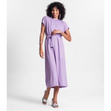 Imagem de Vestido Midi Em Ribana Canelada Lurex Rovitex Roxo, P, Roxo