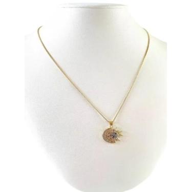 Imagem de Cordão Feminino 1mm Lua e Sol - Banhado a Ouro 18k - ToJoia18k