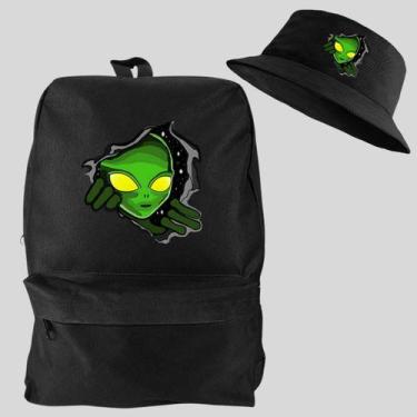 Imagem de Kit Chapeu Bucket + Mochila Bolsa Masculina Basica Escolar Pega a Visã