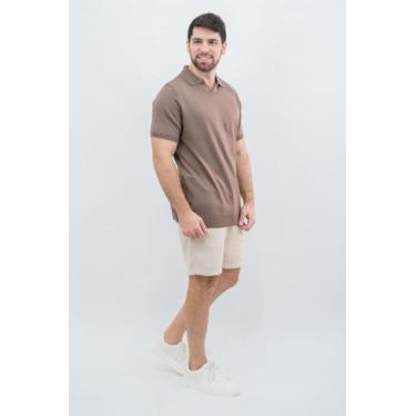 Imagem de Camisa Polo Masculina Casual Tricot Gola V - Opus, Marrom, G