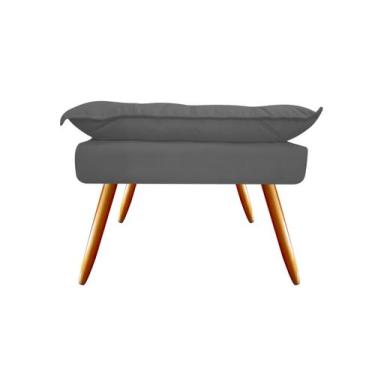 Imagem de Puff Puf Banqueta Decorativa Opala Retangular Suede Cinza Pés Palito M