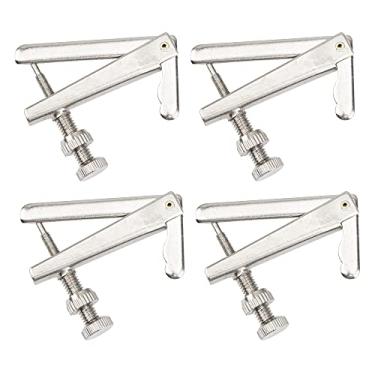 Imagem de 4 peças Yootones ajustadores de cordas de violoncelo cordas de metal afinador fino instrumento musical peças de reposição compatíveis com violoncelo 3/4 4/4 (prata)