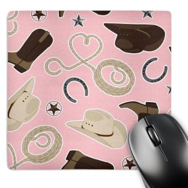 Imagem de 3dRose Mouse pad LLC 20 x 20 x 0,65 cm, estampa tema caubói fofo rosa e marrom (mp_192878_1)