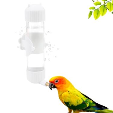 Imagem de Wontee Dispensador de água para pássaros, bebedouro de papagaio, alimentador automático de água para pássaros médios, calopsita conure caique (branco (200 ml))