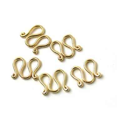 Imagem de LynnAround Fecho em S duplo, bronze - cor ouro amarelo, tamanho 15 x 12 mm, pacote com 5 peças, joia de reposição com fecho de colar Dourado