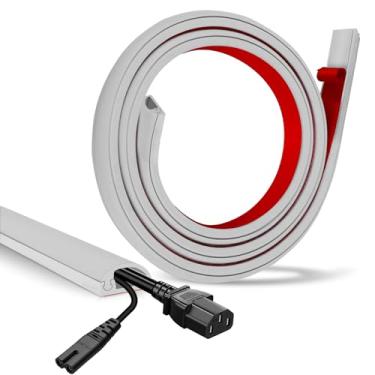 Imagem de Escondedor de cabos para parede, capas de cabo de chão para fios, ocultador de cabos autoadesivo de perfil baixo, capa de cabo, capas de cabos de TV montadas na parede, para escritórios, academia,