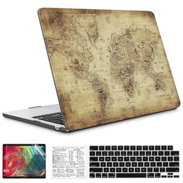 Imagem de QCzyc Capa de mapa compatível com MacBook Air 13,5 polegadas versão 2022-2024 A2681 M2 A3113 M3 capa de plástico rígido com adesivo de teclado Mac OS e capa de teclado (mapa náutico)