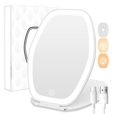 Imagem de Espelho de Maquiagem COSYGLOW com Luz LED de 3 Cores - Ideal para Viag