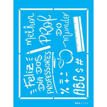 Imagem de Stencil 20X25 Simples - Frase Feliz dia dos Professores - Opa 3538 - O