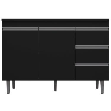 Imagem de Balcão de Pia Cozinha 2 Portas Andréia 120 cm Preto 1822 Sem Tampo ajl Móveis