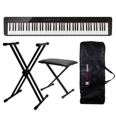 Imagem de Piano Digital Casio Privia PX-S1100 Preto + Suporte Duplo + Banqueta em X + Capa
