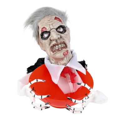 Imagem de Petisqueira Velho Zumbi Com Som Movimento Luz 30Cm Halloween