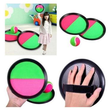 Imagem de Kit Jogo Raquete Pega Bolinha Brinquedo De Mão Praia Ar livre Família 