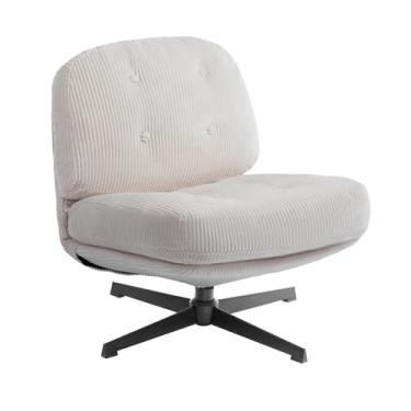 Imagem de HollyHOME Cadeira moderna giratória de 360°, cadeira estofada de leitura confortável, cadeira preguiçosa de tecido com almofada macia, cadeira de sofá com estrutura de metal para sala de estar,