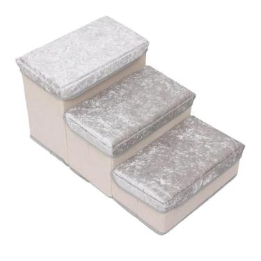 Imagem de Ｂｅｓｇａ Escadas para cães com armazenamento, degraus dobráveis ​​para cães, estáveis ​​para cama alta ou sofá, rampa para cachorros, escada para quarto de, Cinza