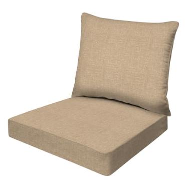 Imagem de Honeycomb Almofada para cadeira Essentials para ambientes externos, 48 x 48 cm, textura Hampton, almofada de pátio neutra