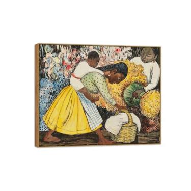 Imagem de MUHJDYC Diego Rivera Famosa Imagem em Tela - Impressões de Arte de Parede - Mercado de Flores - Moldura de Madeira Pintura para Sala de Estar Quarto Decoração de Casa 20x25cm-8x10in