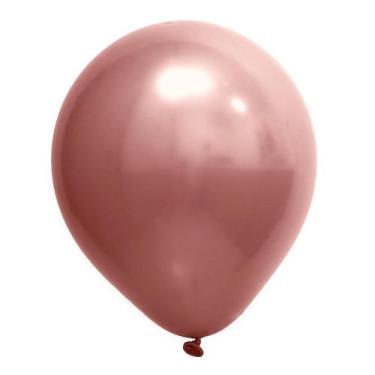 Imagem de Balão de Festa Redondo Profissional Látex Cromado - Rose Gold - Art-La